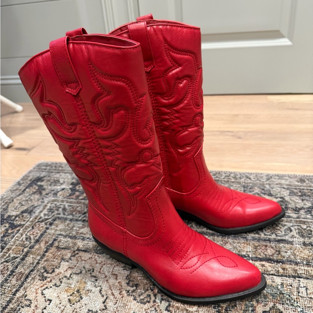 Soda Red Heeled Cowboy Boots - Picture 2 of 5